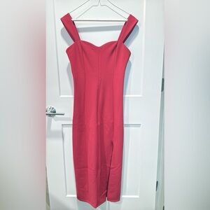 Abercrombie & Fitch - Sweetheart Midi Wedding Guest Dress - Magenta - Size: M